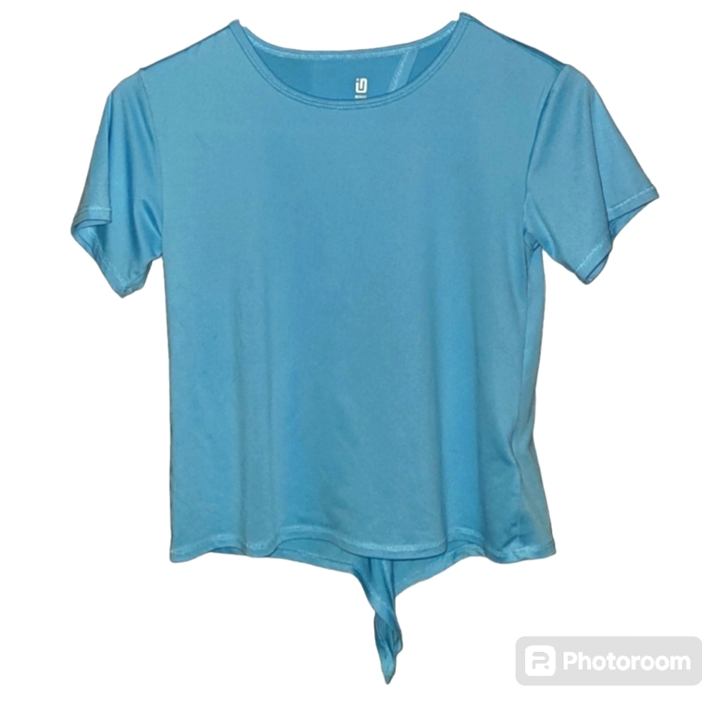 Ideology cropped peak a boo‎ back with tie shirt top women's size large